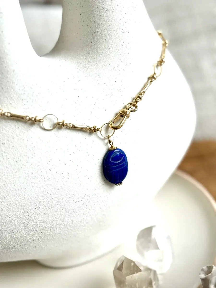 COLLIER SCARABÉE LAPIS LAZULI MAMOUNIA