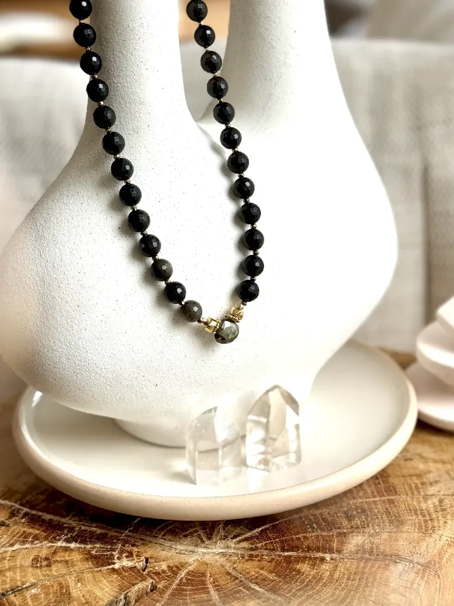 COLLIER OBSIDIENNE PYRITE SAMBA