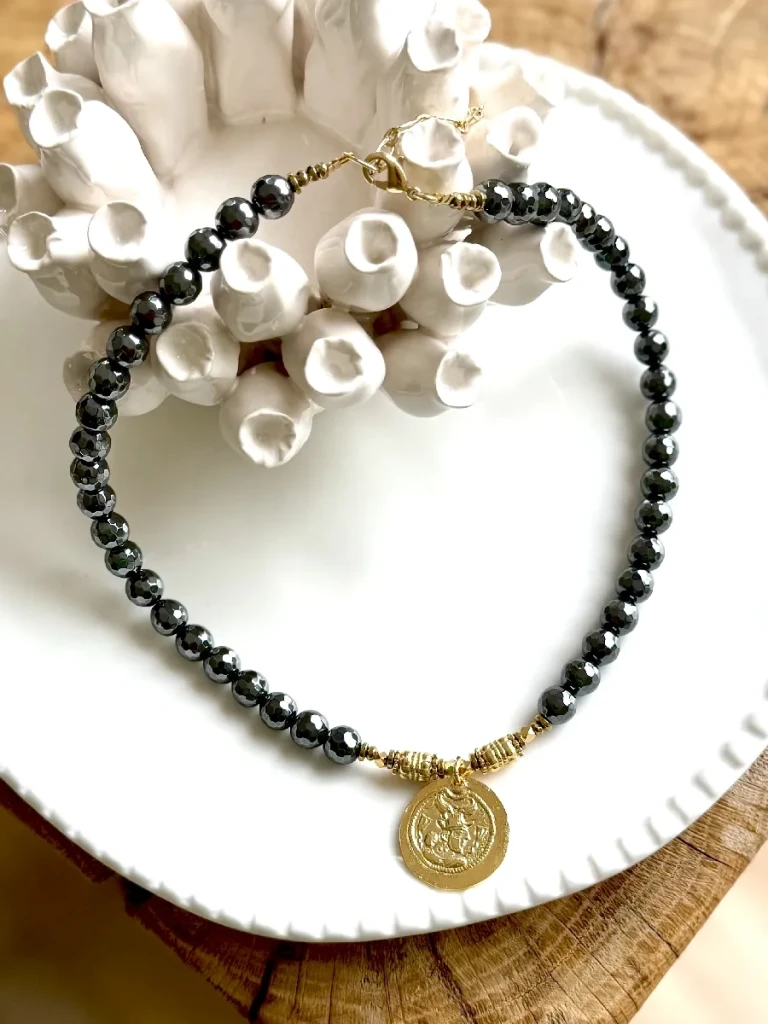 COLLIER ROMA HEMATITES - Ancrage stabilité émotionnelle – Image 4