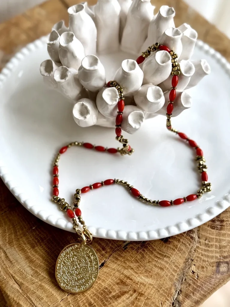 COLLIER niña pépites corail orangé COLLIER PIERRES NATURELLES CRÉATRICE MADE IN FRANCE PAULETTEQUINCAILLERIE_18