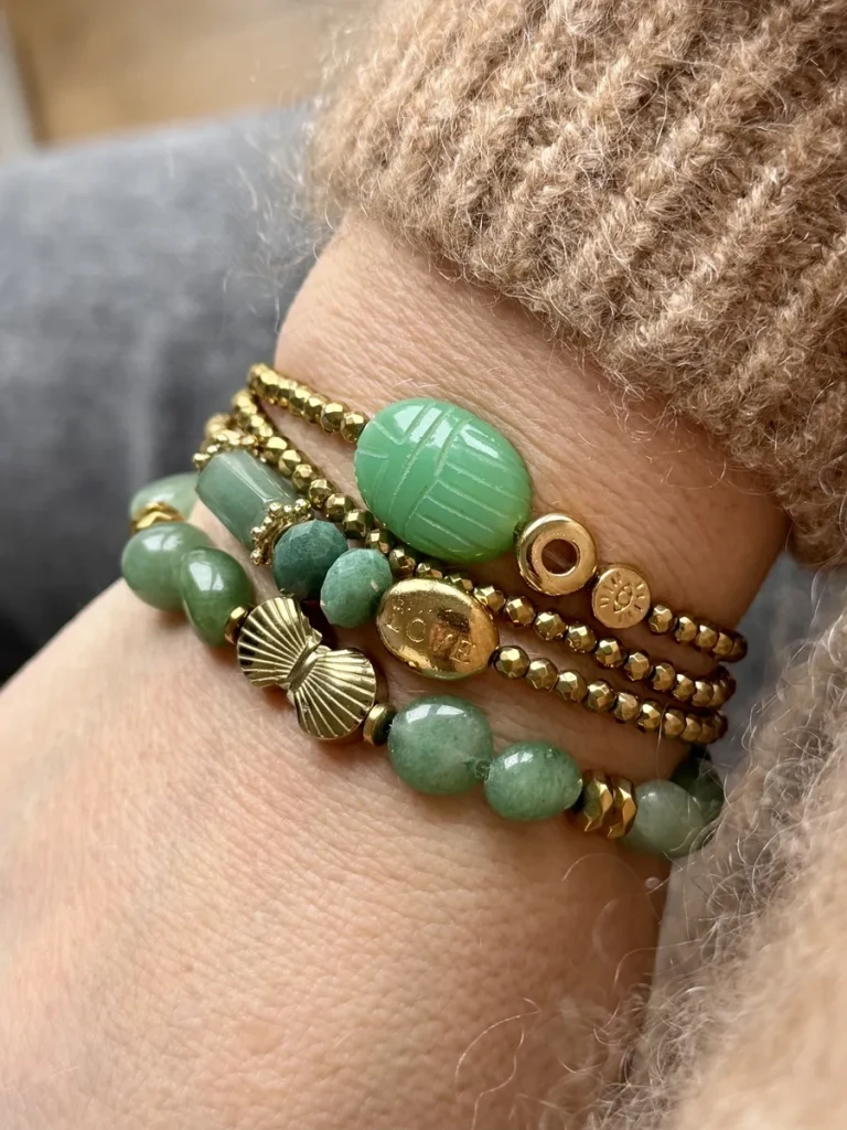 BRACELET SCARABÉE DOUBE PROTECT CHRYSOPRASE CRÉATRICE MADE IN FRANCE PAULETTEQUINCAILLERIE