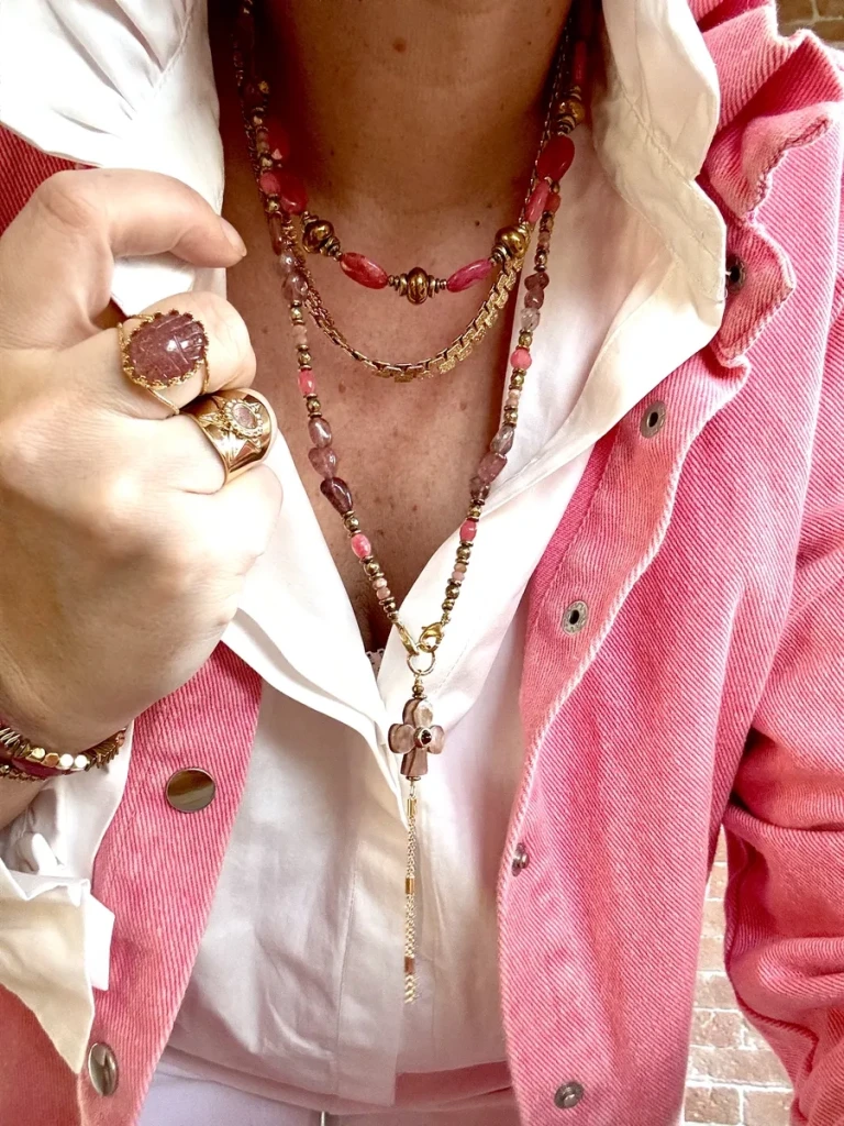 COLLIER HORTENSE AGATE ROSE COLLIER PIERRES NATURELLES CRÉATRICE MADE IN FRANCE PAULETTEQUINCAILLERIE_57
