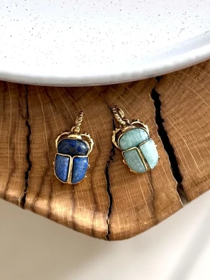 MEDAILLON SCARABÉE LAPIS AMAZONITE CRÉATRICE MADE IN FRANCE PAULETTEQUINCAILLERIE_2